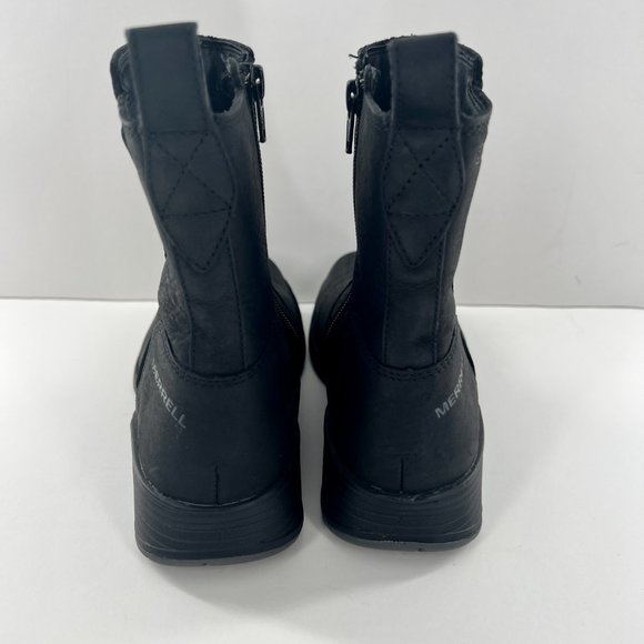 Merrell Travvy Black Leather Waterproof Boots Size 7.5 Bootie Mid Calf Size Zipp - Picture 8 of 14